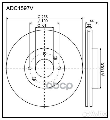 Диск тормозной ADC1597V allied nippon
