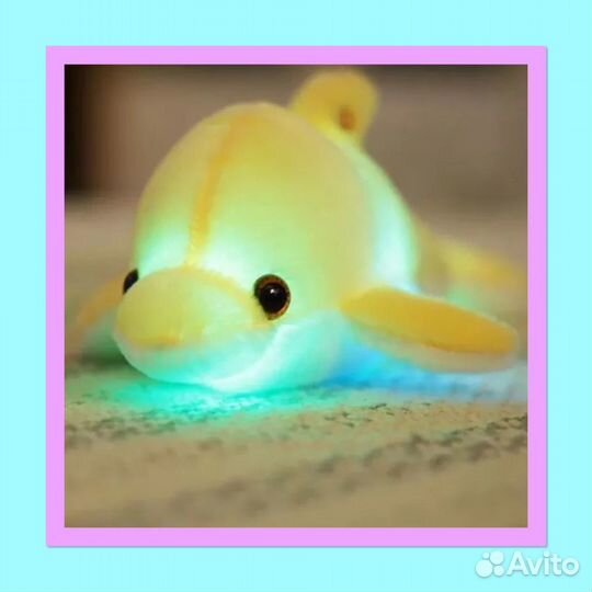 Подушка-ночник, светящаяся мягкая игрушка дельфин