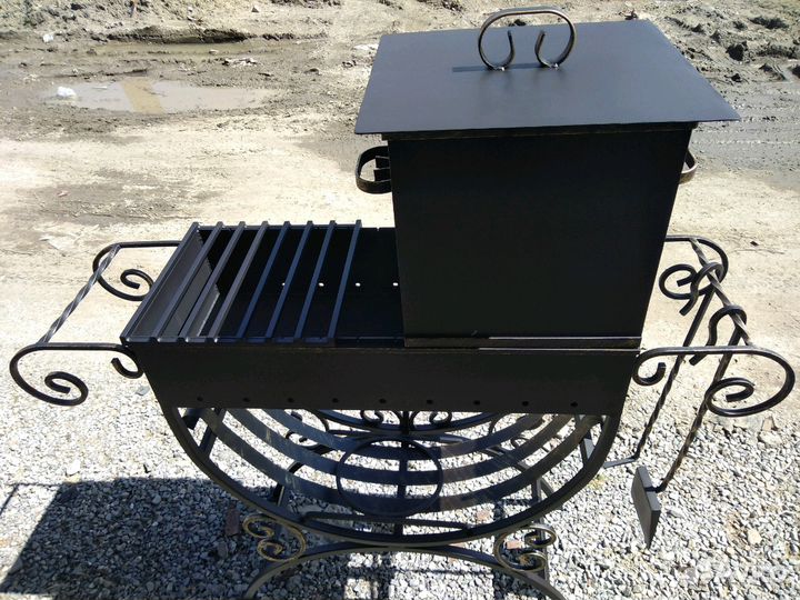 Стационарный мангал 5мм со съёмной коптильней