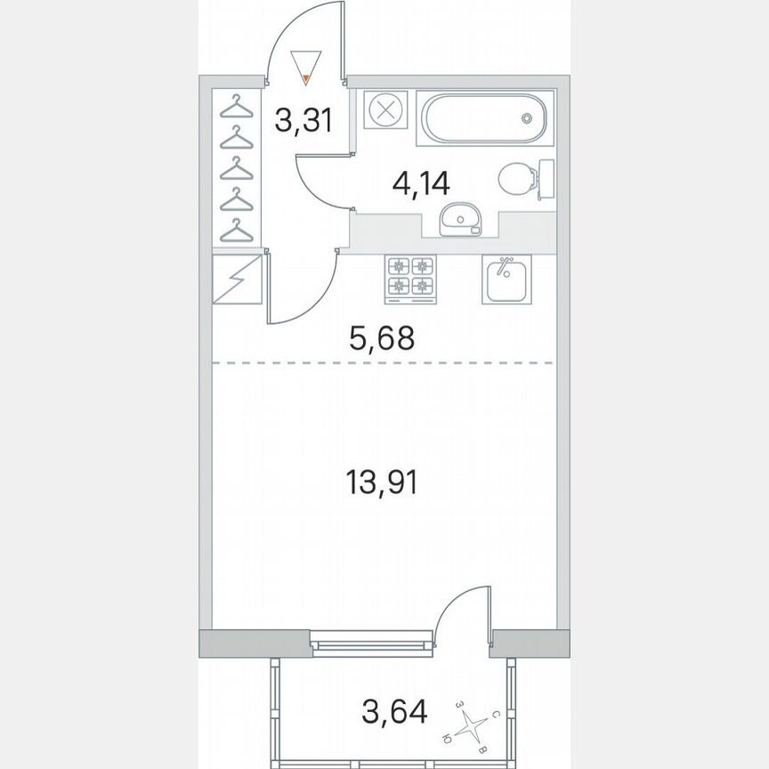 Квартира-студия, 28,1 м², 5/5 эт.