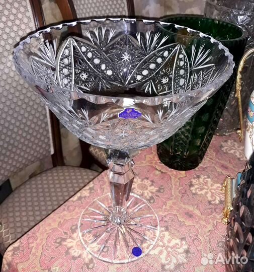 Большая хрустальная ваза 35см высота 24диамтр