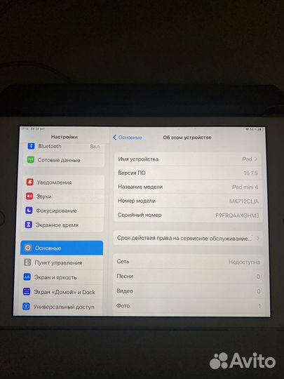 iPad mini 4 cellular + wi-fi, 16 gb