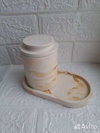 Поднос, стаканчики из гипса