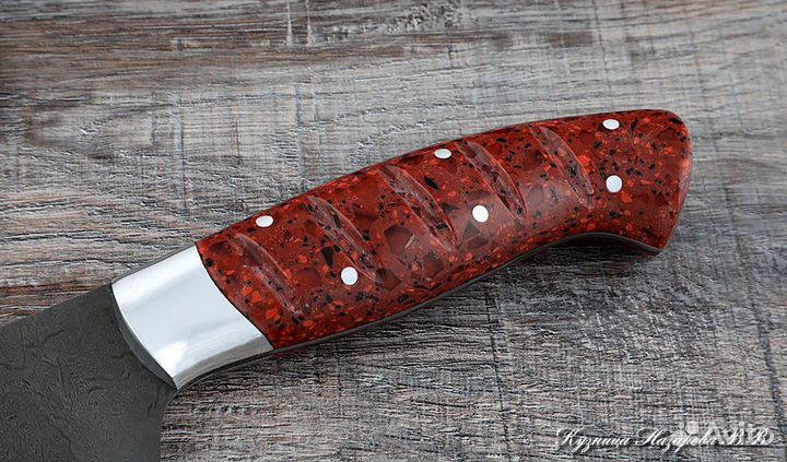Поварской нож № 11 сталь Х12мф акрил красный