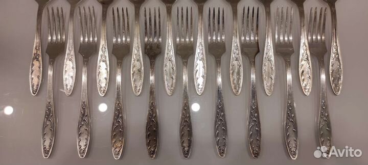 Ложки вилки столовые мельхиор Пламя Кольчугино