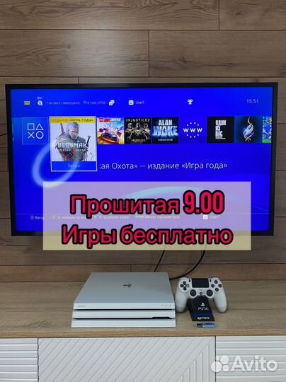 Прошитая 9.00 PS4 Pro белая 1 терабайт 2 ревизия