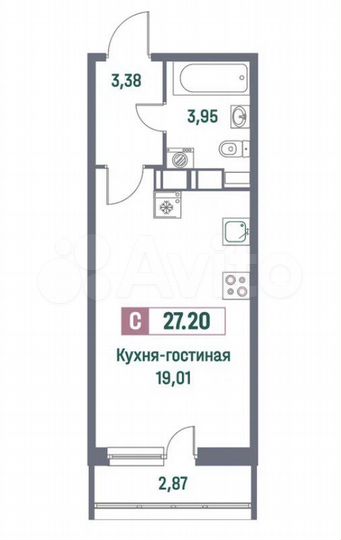 Квартира-студия, 27,1 м², 11/14 эт.
