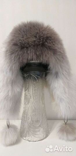 Шапка ушанка женская,с серым градиентом