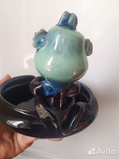 Пепельница керамическая с чёртиком, СССР, 1980-е