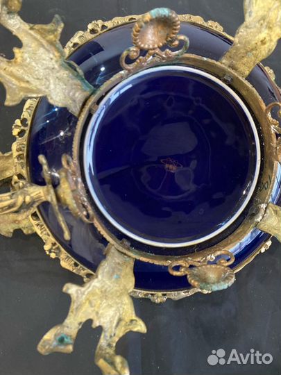 Огромная ваза для фруктов фарфор с бронзой