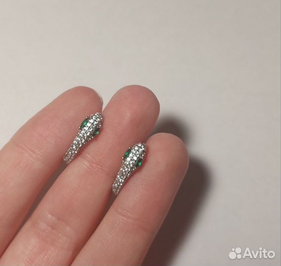 Серьги змейки серебро