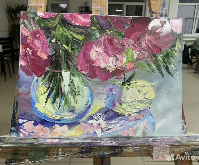 Картина маслом Пионы 30*40