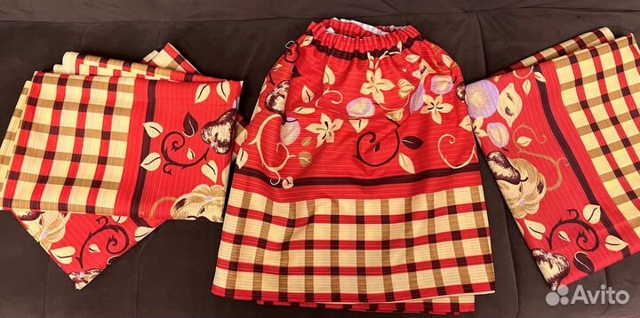 Шторы для кухни с ламбрекеном + отрез ткани