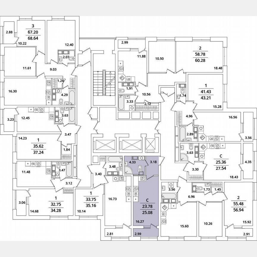 Квартира-студия, 25,1 м², 12/22 эт.