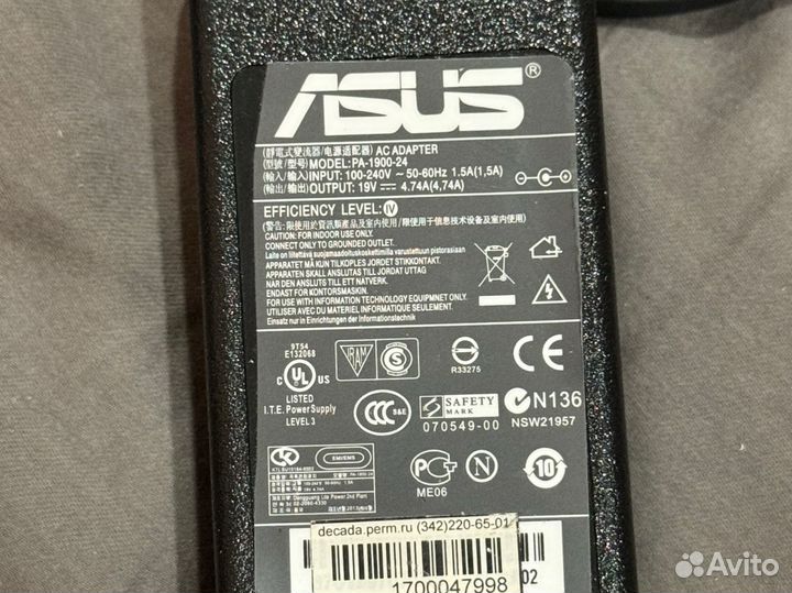 Блок питания для ноутбука asus 19v 4.74a