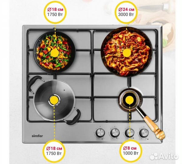 Встраиваемая газовая варочная панель Simfer H60V40