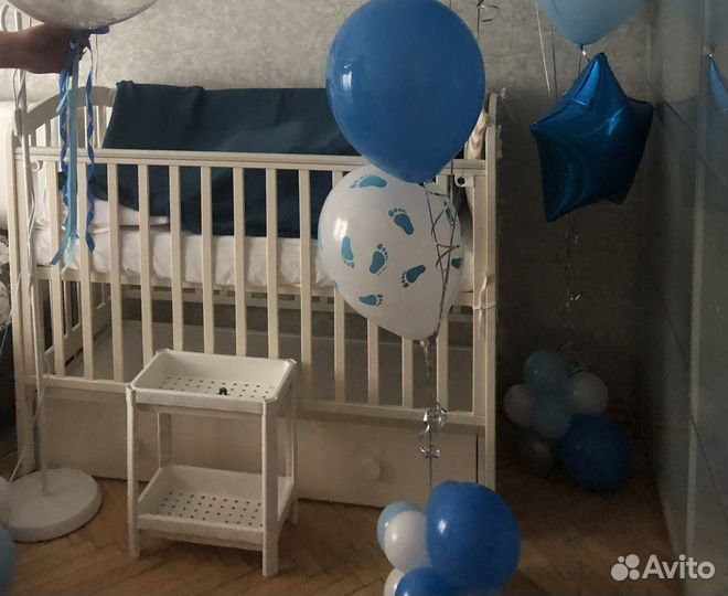 Детская кроватка с маятником и ящиком, дерево бук