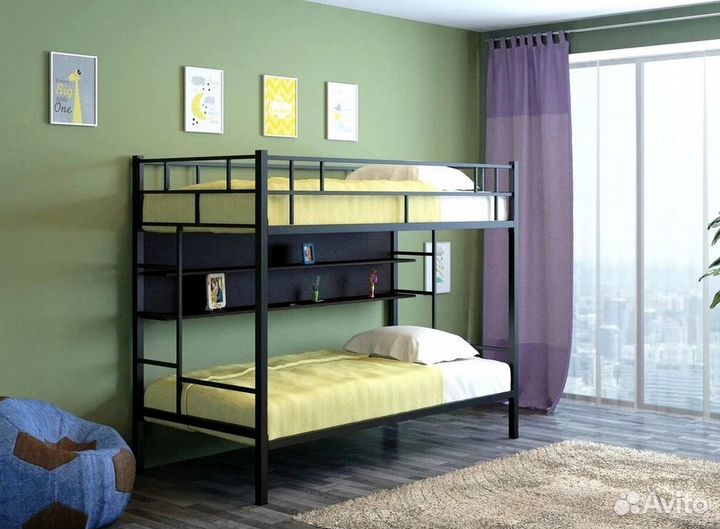 Двухъярусная кровать манеж с высокими бортиками