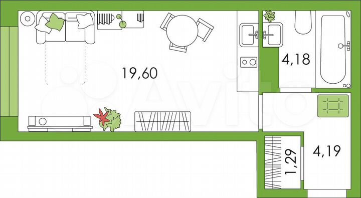 Квартира-студия, 29 м², 2/8 эт.