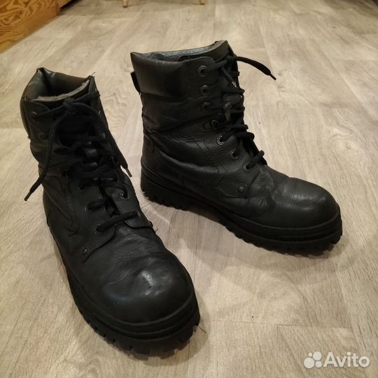 Мужские зимние на шнуровке берцы кожаные, р. 43