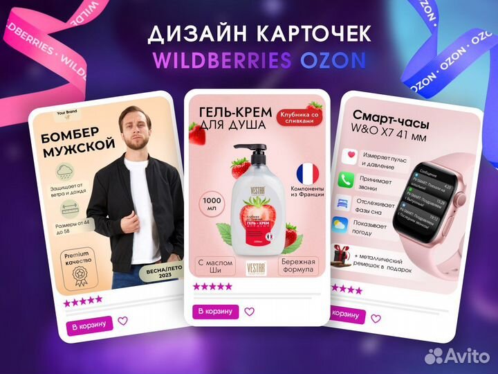 Инфографика карточек для маркетплейсов (WB, ozon)