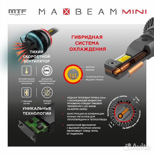 Светодиодные лампы MTF H4 / H19 MaxBeam mini