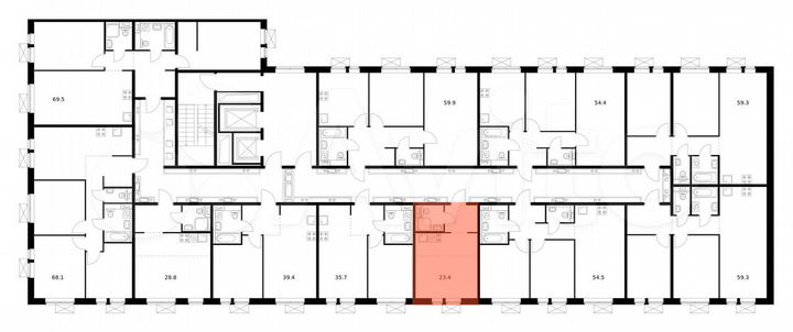Квартира-студия, 23,4 м², 13/15 эт.