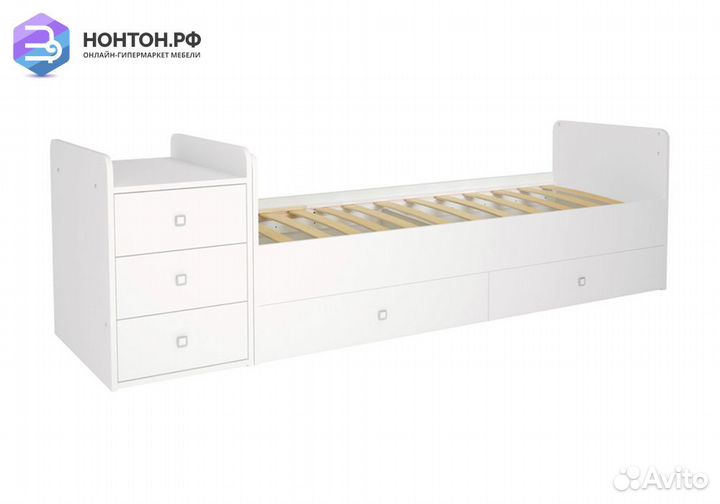 Кроватка детская Simple 1100 с комодом белый