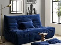 Темно-синий двухместный модульный диван