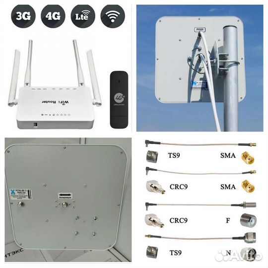 Комплект интернета 4G в дом офис. Усиление 4G WiFi