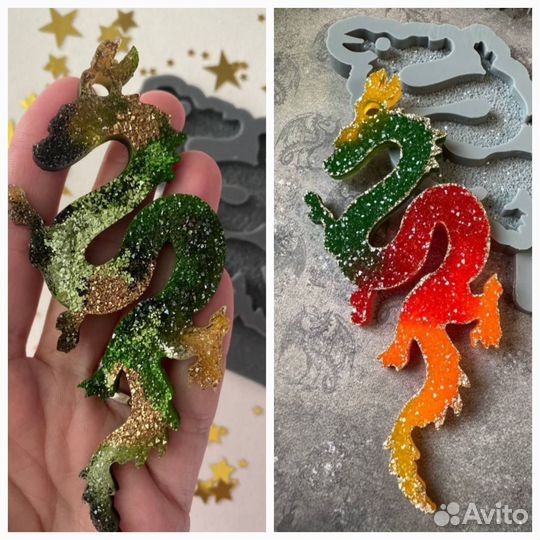Магниты,елычные игрушки Дракон из эпоксидной смолы