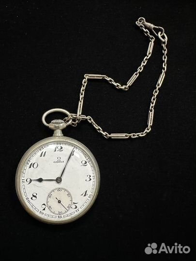 Карманные серебряные часы Omega/омега