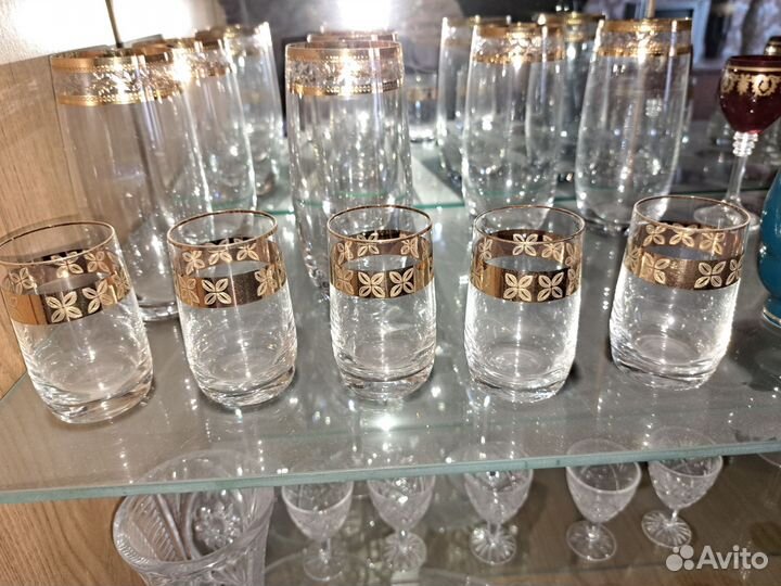 Рюмки bohemia 5 штук в наборе с золотом