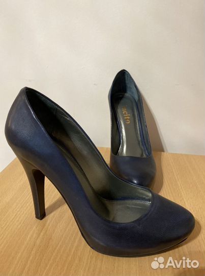 Туфли синие, натуральная кожа, размер 37