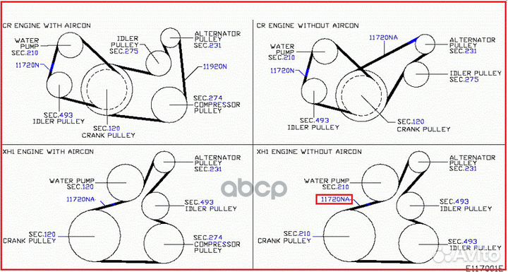 Ремень приводной поликлиновой 11720BC21C nissan