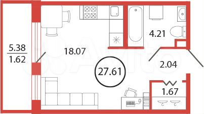 Квартира-студия, 27,6 м², 4/12 эт.
