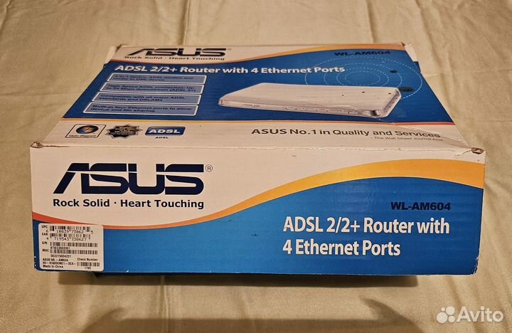 Модем (роутер) asus adsl WL-AM604, adsl2+, 4LAN