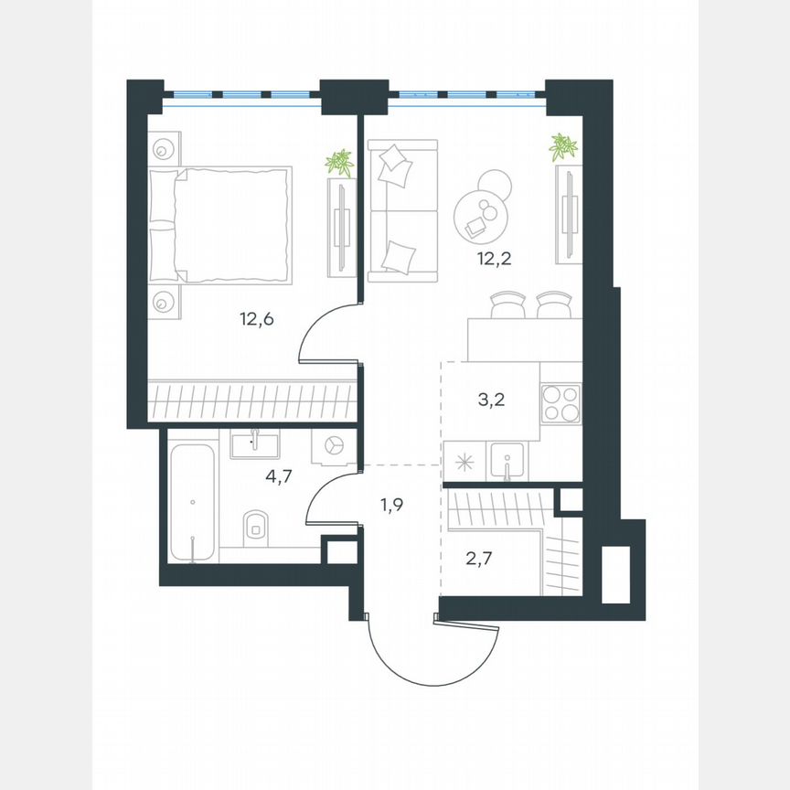 2-к. квартира, 37,2 м², 53/69 эт.