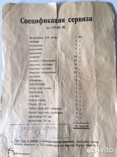 Набор столовой посуды Мадонна гдр