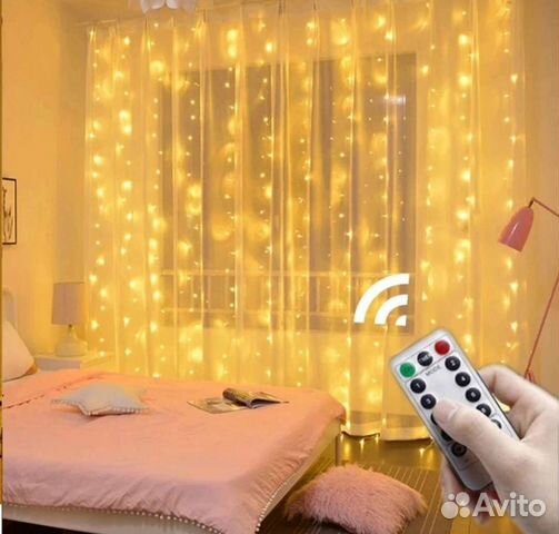 Гирлянда штора с пультом 3х3 м новая