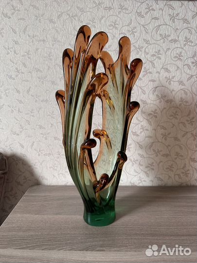 Ваза цветное гутное стекло