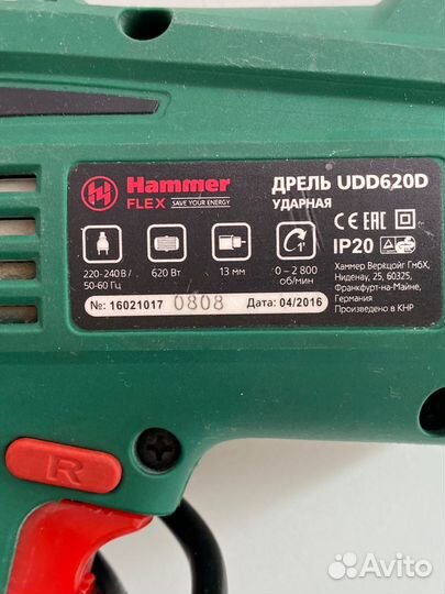 Дрель ударная hammer flex UDD620D