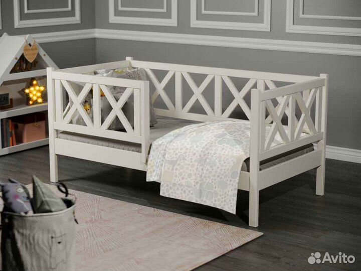 Кроватка высокий борт софа берёза детская