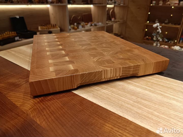 Доска торцевая разделочная дуб, бук, ясень