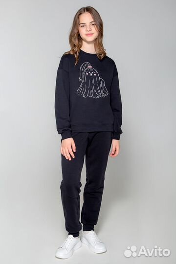 Брюки для девочки кб 400484 черный к84 (158)