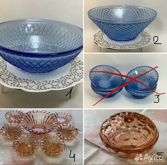 Посуда СССР из цветного стекла