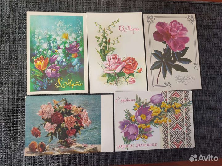 Открытки цветы СССР