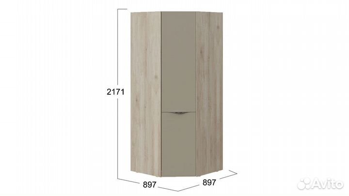 Шкаф угловой со стеклянной дверью 