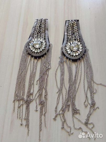 Погоны стразы, бусины + цепи