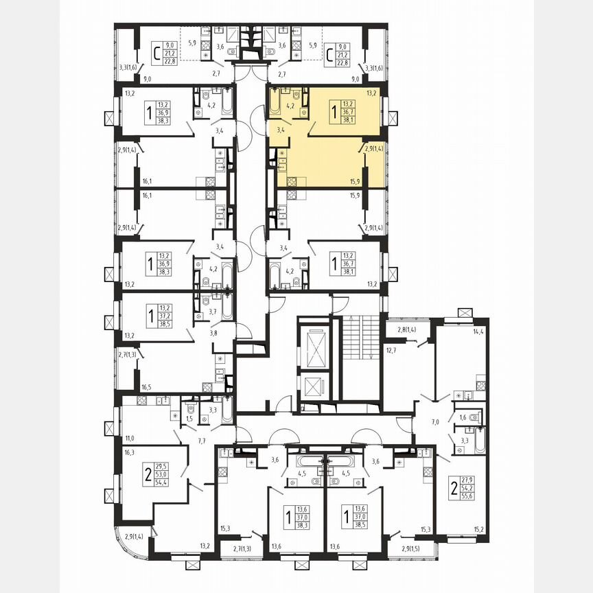 1-к. квартира, 38,1 м², 8/10 эт.